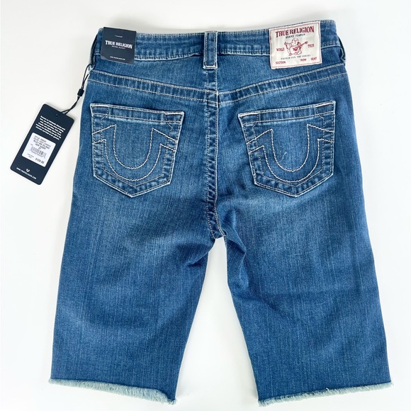 True Religion Riley Mid Rise Bermuda Denim Shorts - Picture 2 of 2